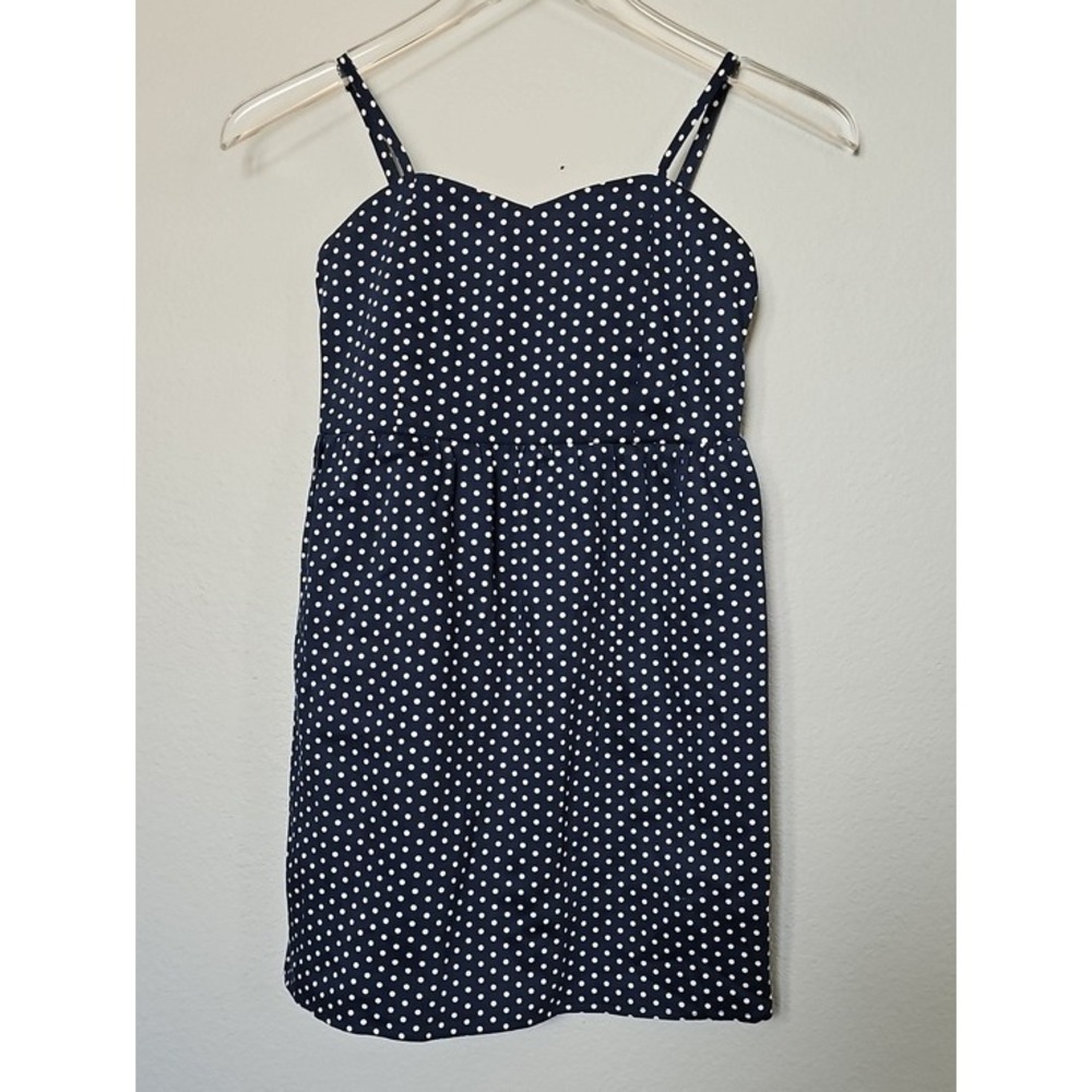 Forever 21 Girls Navy Blue White Polka Dot Sweetheart Dress Size L 11/12